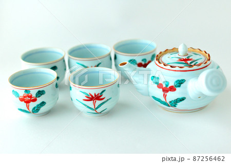 美濃焼赤絵の湯呑みセット 87256462