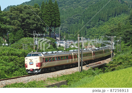 北陸本線　石動－倶利伽羅　JR西日本　485系　Y31編成（金沢）　加越 87256913