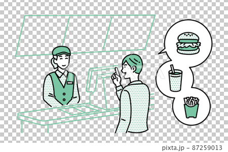 一個人在漢堡店點餐的減壓效果圖 87259013