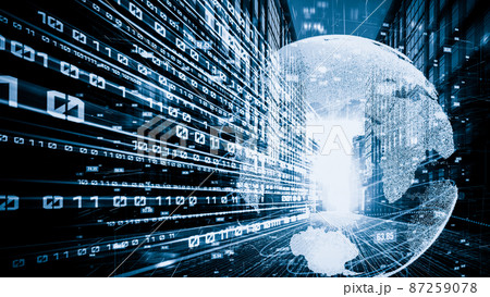 Futuristic global network and tacit digital data transfer 3D graphic Futuristic global network and tacit digital data transfer 3D graphic 87259078