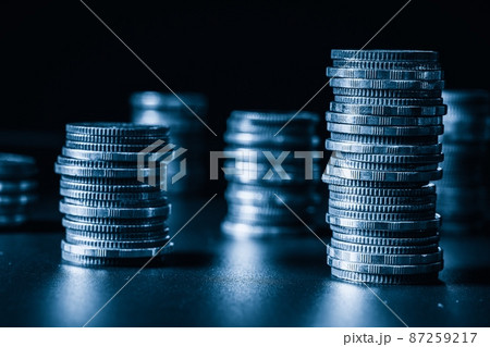 Pile of gold coins money stack in finance treasury deposit bank account saving Pile of gold coins money stack in finance treasury deposit bank account saving 87259217