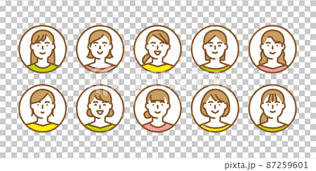 Female face icon 10-piece set 87259601