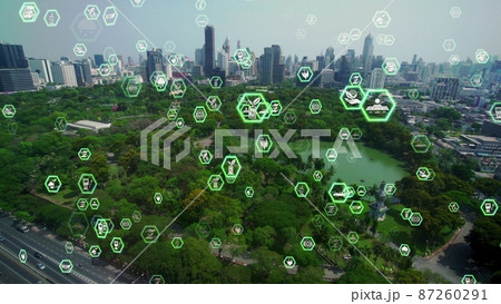 Green city technology shifting towards sustainable alteration concept 87260291