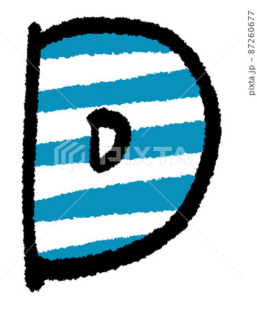 シンプルでポップなアルファベットの大文字Dの飾り文字 87260677