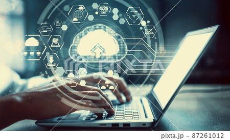 Cloud computing technology and online data storage for shrewd business network concept Cloud computing technology and online data storage for shrewd business network concept 87261012