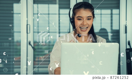 Customer support call center provide data with envisional graphic Customer support call center provide data with envisional graphic 87261252