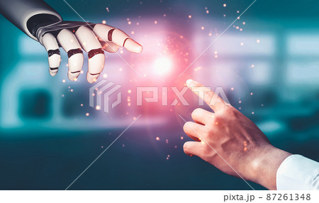 Future artificial intelligence and machine learning for AI droid robot or cyborg 87261348