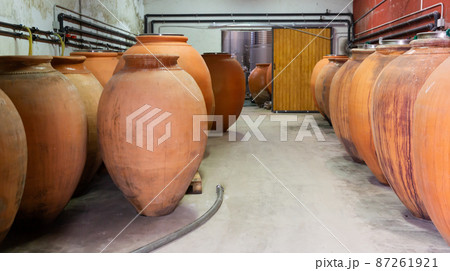 Clay vessels for wine fermentation in winery Clay vessels for wine fermentation in winery 87261921