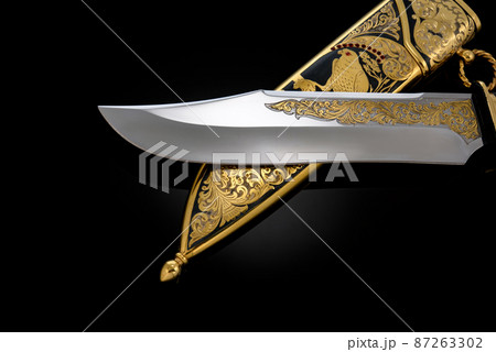 collectible silver dagger with scabbard on black collectible silver dagger with scabbard on black 87263302