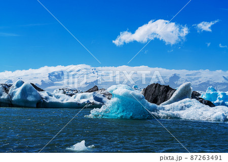 Natural landscape of beautiful Jokulsarlon Glacier Lagoon in Vatnajokull National Park. Natural landscape of beautiful Jokulsarlon Glacier Lagoon in Vatnajokull National Park. 87263491