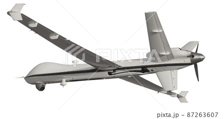 Unmanned Drone isolated on white background with clipping path. Elements of this image furnished by NASA. 87263607