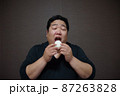 おにぎりを食べる太った人 87263828