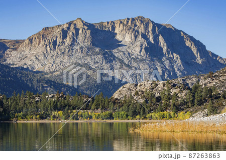 Morning view of the June Lake with fall colors 87263863