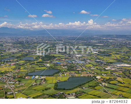 Sunny aerial view of the Guanyin District, Taoyuan City Sunny aerial view of the Guanyin District, Taoyuan City 87264032