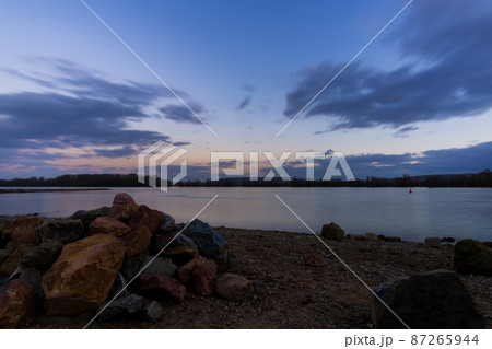 Stone beach in the evening 87265944