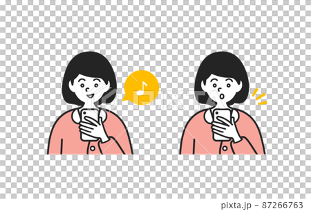 通知が来たスマートフォンをチェックする女の子 通知が来たスマートフォンをチェックする女の子 87266763