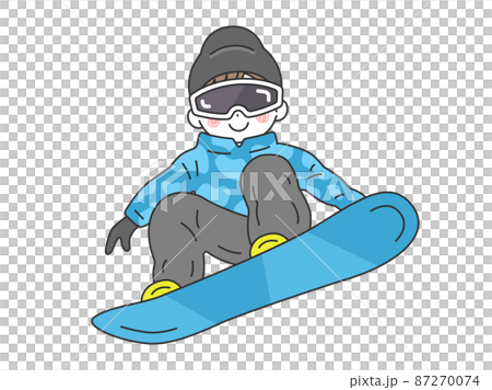 子供用キャラクターイラスト スノーボード かわいいビーヤーのスノーボード。手描きのベクトルイラスト