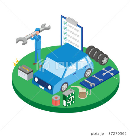 車のメンテナンスのイメージイラスト 87270562