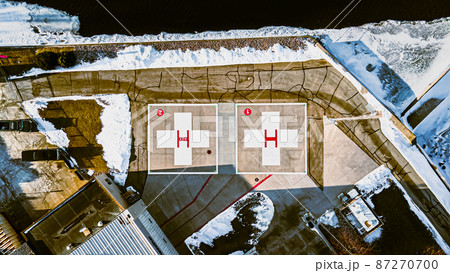 Old hospital landing pad with no helicotopers around the area Old hospital landing pad with no helicotopers around the area 87270700