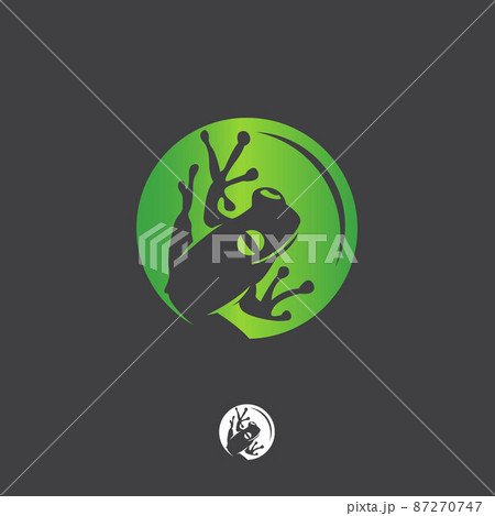 cute frog logo design template vector illustration, green frog art logo design inspiration. cute frog logo design template vector illustration, green frog art logo design inspiration. 87270747