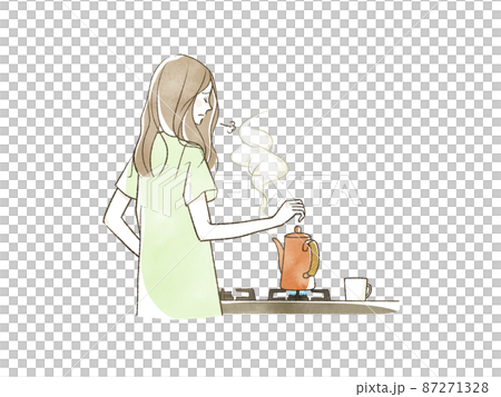 Woman sighing in the kitchen Woman sighing in the kitchen 87271328