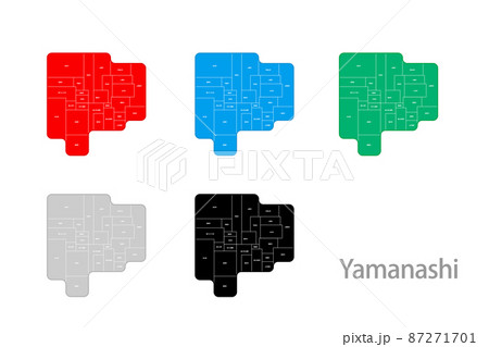 市町村入りデフォルメ地図_山梨県02 市町村入りデフォルメ地図_山梨県02 87271701
