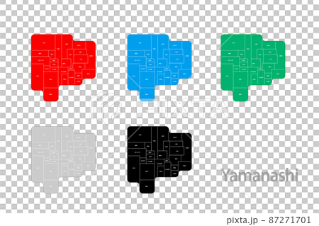 市町村入りデフォルメ地図_山梨県02 市町村入りデフォルメ地図_山梨県02 87271701