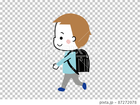 一個背著黑色書包獨自走路的男孩,小學生 一個背著黑色書包獨自走路的男孩,小學生 87272078