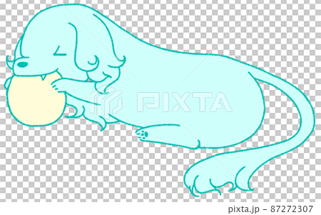 Dachshund playing with a ball (light blue) 87272307
