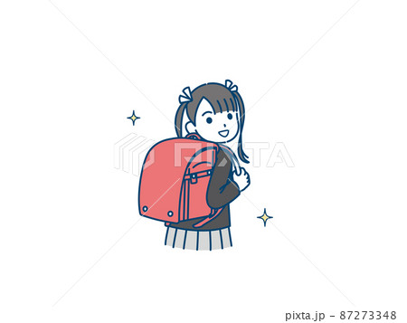 ランドセルと女の子　小学生　1年生　入学　イラスト 87273348