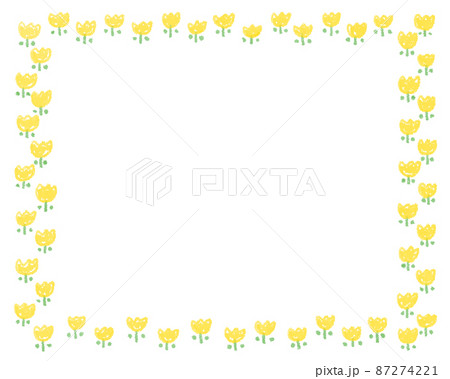 背景素材 クレヨン チューリップのフレーム 87274221