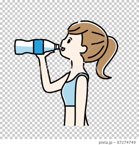 水を飲む女性 ペットボトルのイラスト素材