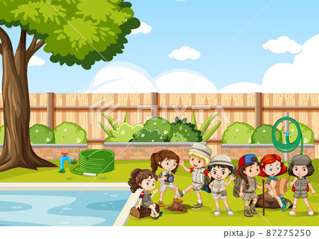 Scene with children in the park Scene with children in the park 87275250