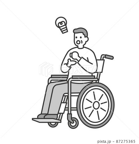 介護師や福祉の人物イラストモノクロまとめ 87275365