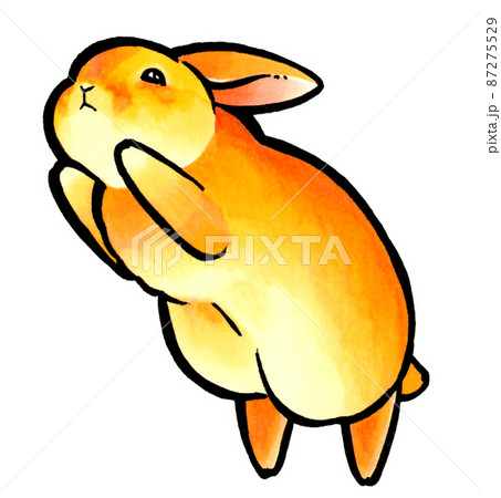 【うさぎ】手描きイラスト 絵手紙妙華】かわいいイラスト飛びうさぎの簡単な描き方（簡単3