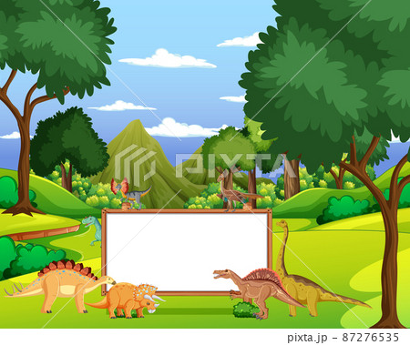 Dinosaur in prehistoric forest scene 87276535