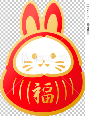 New Year 2023 New Year's card material Rabbit Rabbit Rabbit Daruma Japanese style illustration White background 87276811