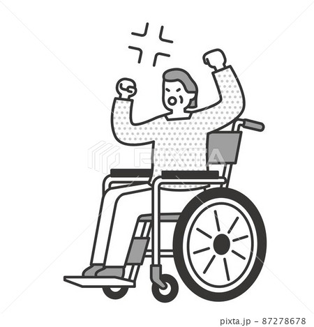車椅子の女性の表情動作イラストまとめ 87278678