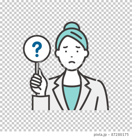 Business woman with an answer tag (?) Business woman with an answer tag (?) 87280175