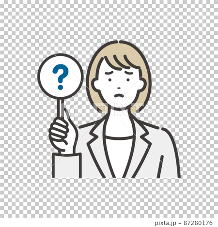 Business woman with an answer tag (?) Business woman with an answer tag (?) 87280176