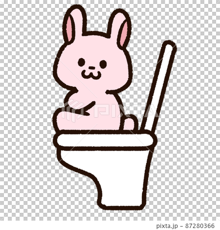 Rabbit character sitting on the toilet 87280366