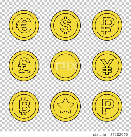 手寫風格、硬幣矢量插圖、貨幣符號 87282076