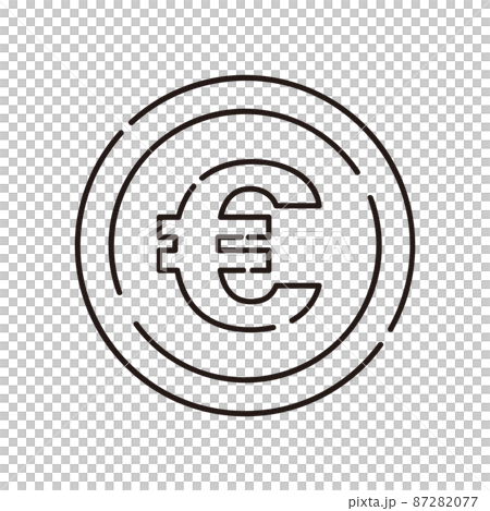 手寫風格，硬幣矢量插圖，歐元 87282077