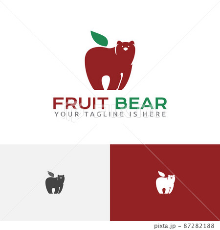 Fruit Bear Organic Natural Red Apple Logo Template 87282188