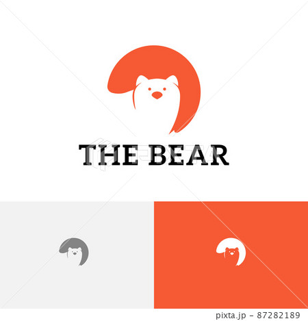 Cute Big Bear Circle Negative Space Logo Template 87282189