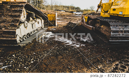 Heavy machinery in the mud and snow 87282272