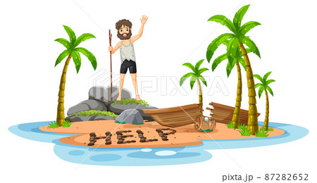 A man on deserted island isolated A man on deserted island isolated 87282652