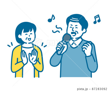 歌を楽しむ中高年の男性 歌を楽しむ中高年の男性 87283092