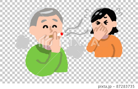 Senior men smoking cigarettes and women wanting to smoke (hand-painted color) Senior men smoking cigarettes and women wanting to smoke (hand-painted color) 87283735