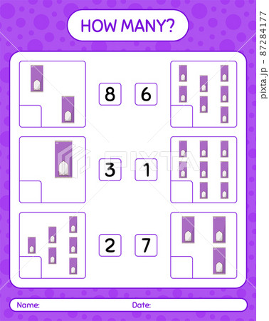 How many counting game with prayer rug. worksheet for preschool kids, kids activity sheet, printable worksheet 87284177